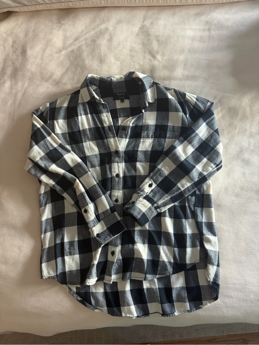 Madewell Black and White Buffalo Check Button-Down Shirt